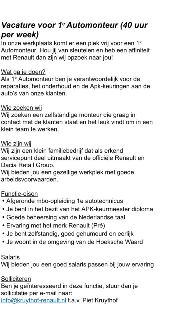 Vacature automonteur